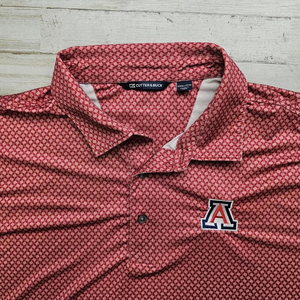 ARIZONA WILDCATS Mens 3XL Polo Golf Shirt Geometric All Over Print Cutter buck